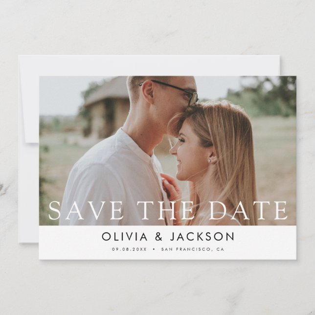 White Lettered Save the Date Photo (Front)