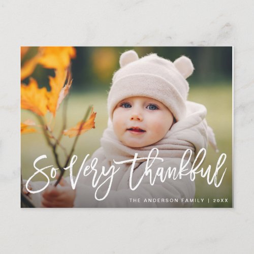 white lettering thanksgiving photo postcard