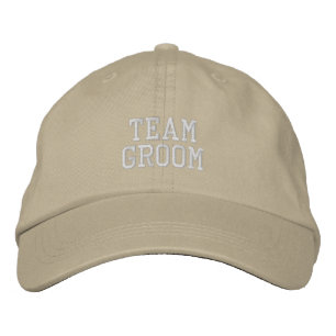 White Letters Team Groom Bachelor Party Embroidered Baseball Cap