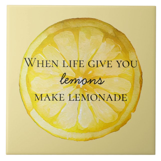 White Life Gives You Lemons Quote Ceramic Tile (Front)