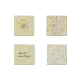 White Life Gives You Lemons Quote Glitter Stone Magnet