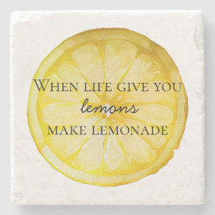 White Life Gives You Lemons Quote Stone Coaster