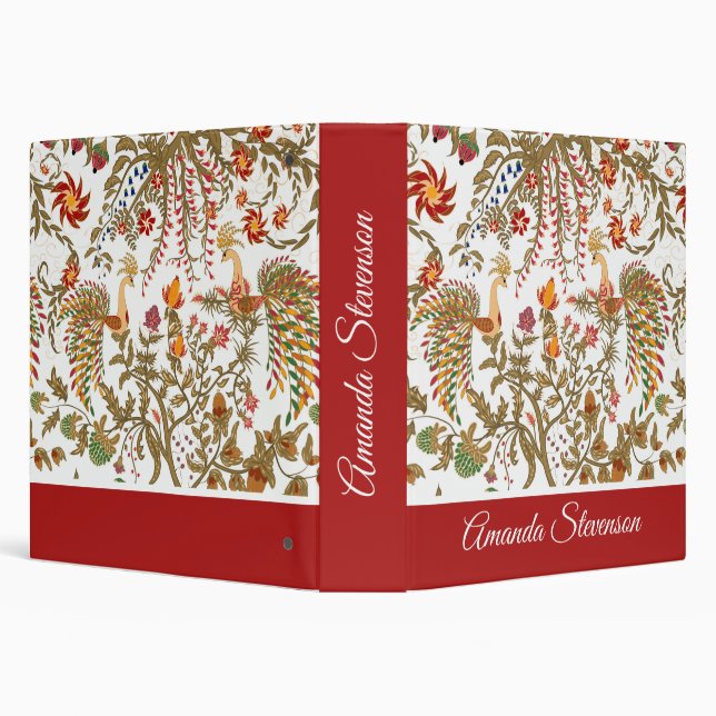 White light birds flowers floral tree forest fairy 3 ring binder (Background)