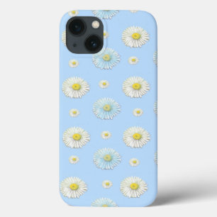 White & light blue Daisy Pattern  iPhone 13 Case