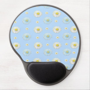 White & light blue Daisy Pattern  Gel Mouse Pad