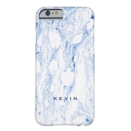 White  Light Blue Marble Swirls Barely There iPhone 6 Case