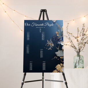 White & Light-blue Silky Flowers on Dark Blue Foam Board