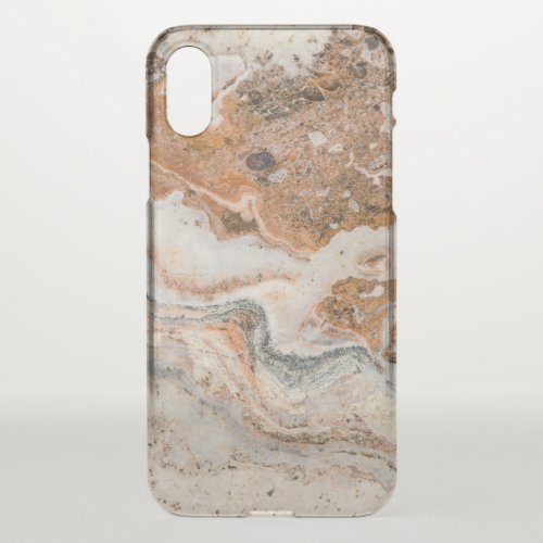 White  Light Brown Faux Marble iPhone X Case