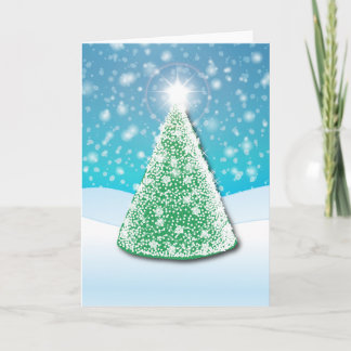 white light christmas tree holiday card