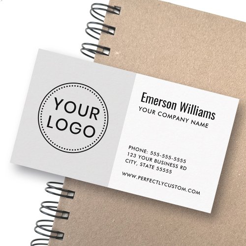 White light gray custom logo modern minimalist business card