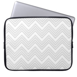 White &amp; Light Gray Embossed Zigzag Chevron Laptop Sleeve