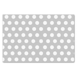 White &amp; Light Gray Medium Polka Dot Wedding Tissue Paper