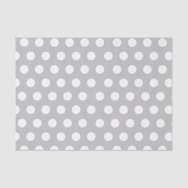 White & Light Gray Medium Polka Dot Wedding Tissue Paper (Front)