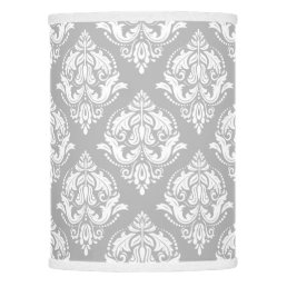 White &amp; Light Gray Vintage Floral Damasks Pattern Lamp Shade