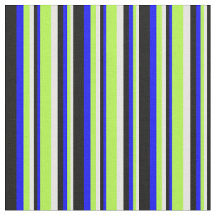 White, Light Green, Blue, and Black Colored Lines Fabric