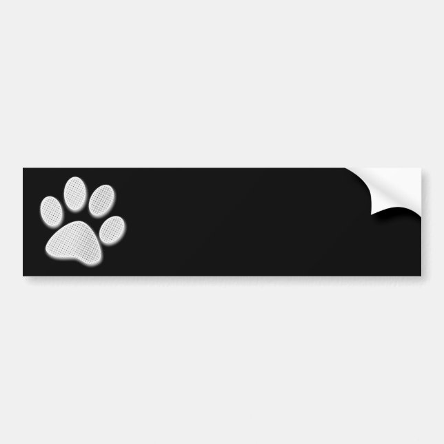 White/Light Grey Halftone Paw Print Bumper Sticker (Front)