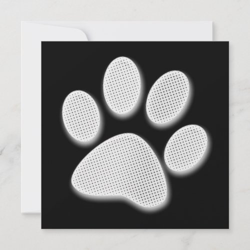 White/Light Grey Halftone Paw Print Announcements