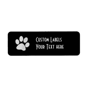 White/Light Grey Halftone Paw Print Label