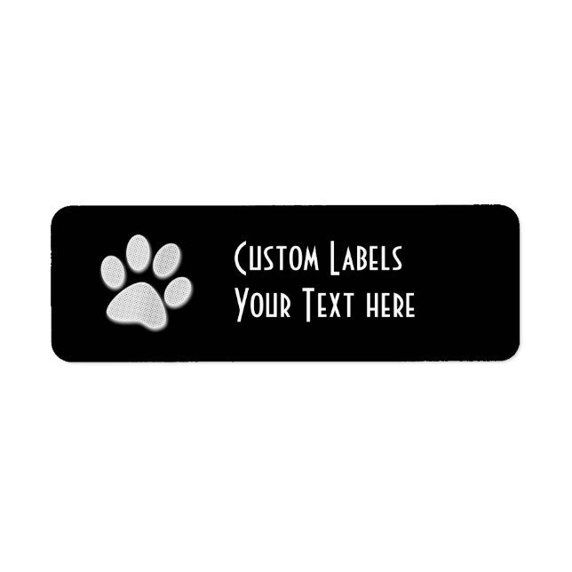 White/Light Grey Halftone Paw Print Label (Front)