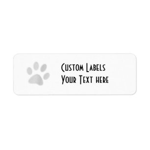 White/Light Grey Halftone Paw Print Label