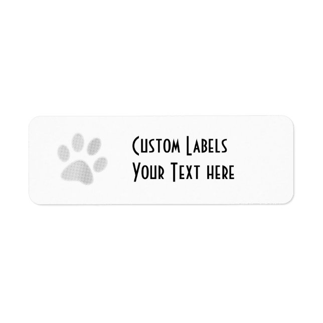 White/Light Grey Halftone Paw Print Label (Front)