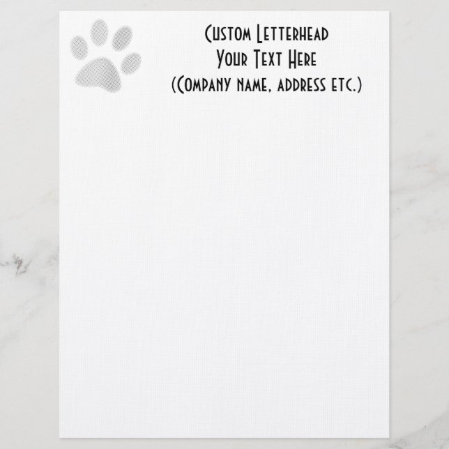 White/Light Grey Halftone Paw Print Letterhead (Front)