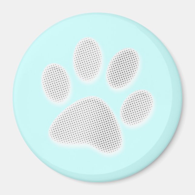 White/Light Grey Halftone Paw Print Magnet (Front)