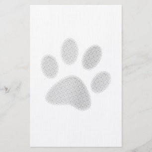 White/Light Grey Halftone Paw Print Stationery