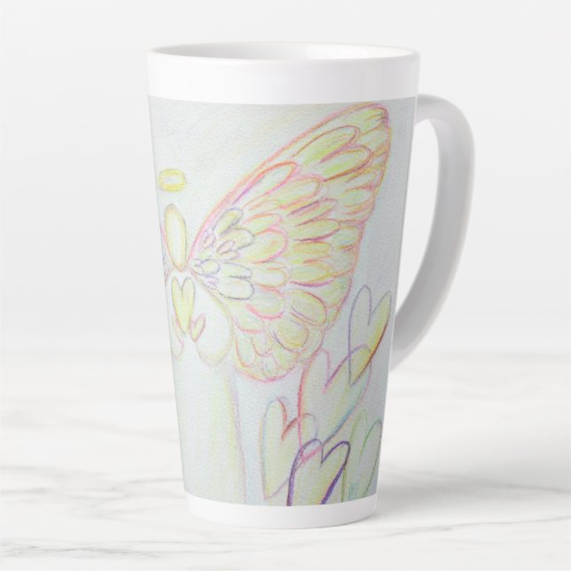 White Light Guardian Angel Custom Latte Mug Cup (Right Angle)
