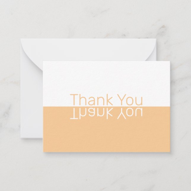 White & Light Orange Modern Custom Thank You Note Card (Front)