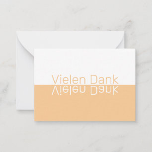 White & Light Orange Modern German Thank You Note Card