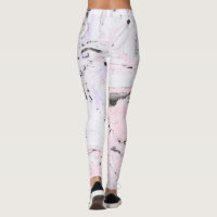 White Light Pink & Gray Marble Swirls Leggings