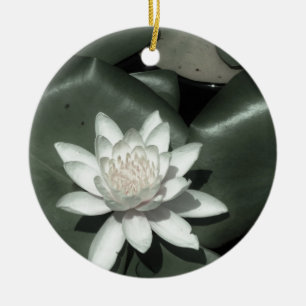 white light pink lotus water lily flower ceramic ornament