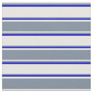 White, Light Slate Gray & Blue Pattern Fabric