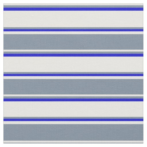 White, Light Slate Gray & Blue Pattern Fabric