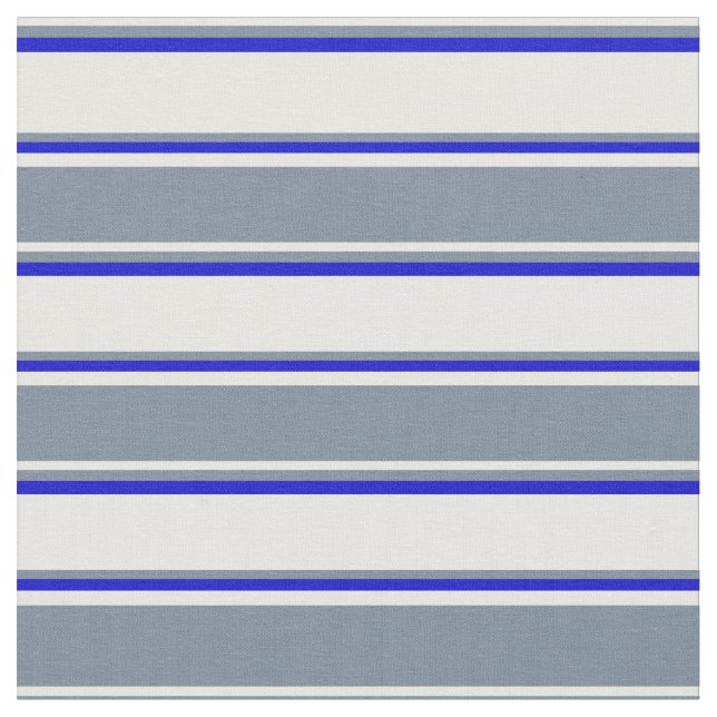 White, Light Slate Gray & Blue Pattern Fabric (Close Up)