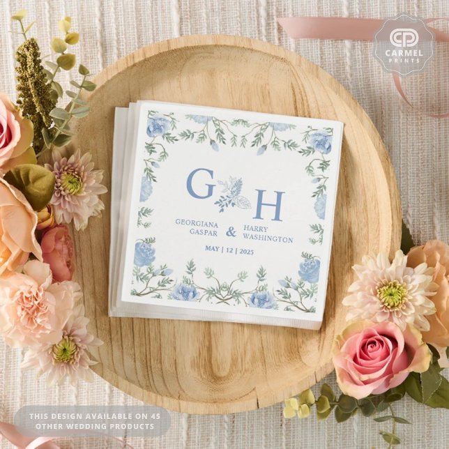 White Light Soft Paste Blue Flowers Floral Wedding Napkins (White Light Soft Paste Blue Flowers Floral Wedding Napkins
)