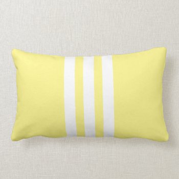 White  Light Yellow Vertical Stripe Lumbar Pillow by JoLinus at Zazzle