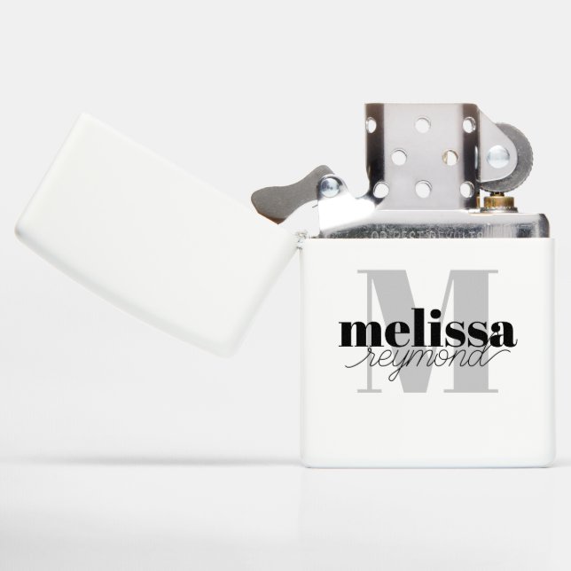 White Lighter with Name (Opened)