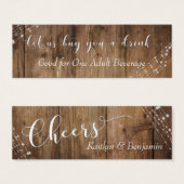 White Lights & Brown Rustic Wood Drink Tickets (Front & Back)