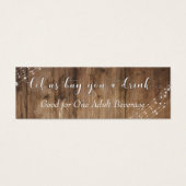 White Lights & Brown Rustic Wood Drink Tickets (Front)