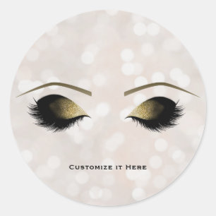 White Lights Glam Gold Makeup Eyelashes Sparkle Classic Round Sticker