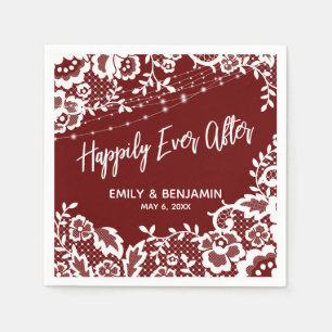 White Lights & Lace Happily Ever After Dark Red Napkins