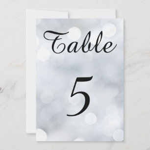 White Lights Snow Sparkle Table Number Wedding