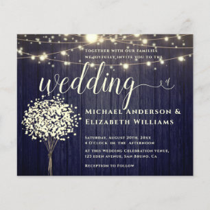 White Lights String & Natural Rustic Wood wedding Flyer