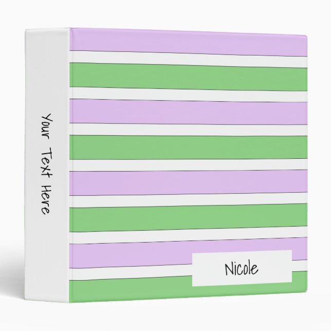 White, Lilac and Green Stripes Binder (Front/Spine)