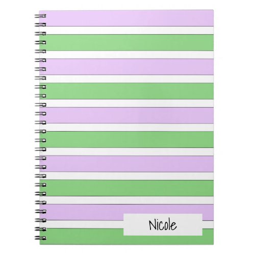 White Lilac and Green Stripes Photo Notebook