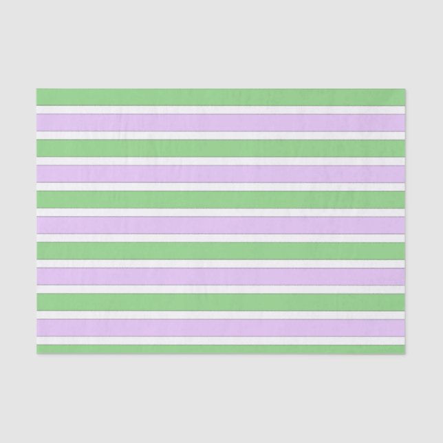 White, Lilac and Green Stripes Tissue Paper (Front)