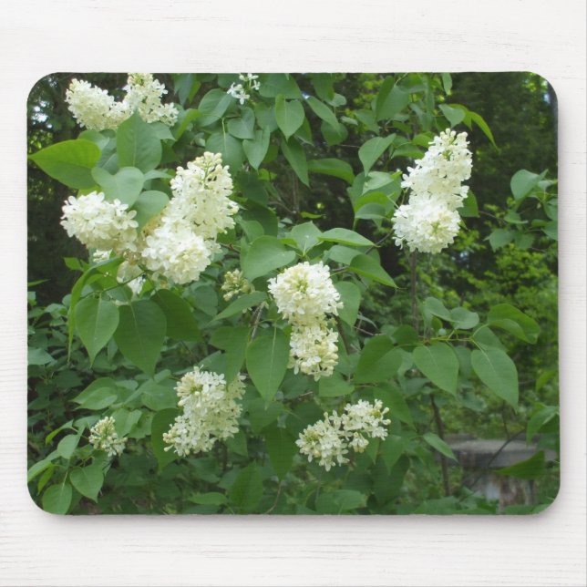 White Lilac Bush Mouse Pad (Front)
