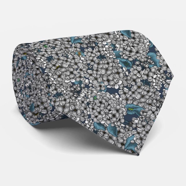 White Lilac garden Neck Tie (Rolled)